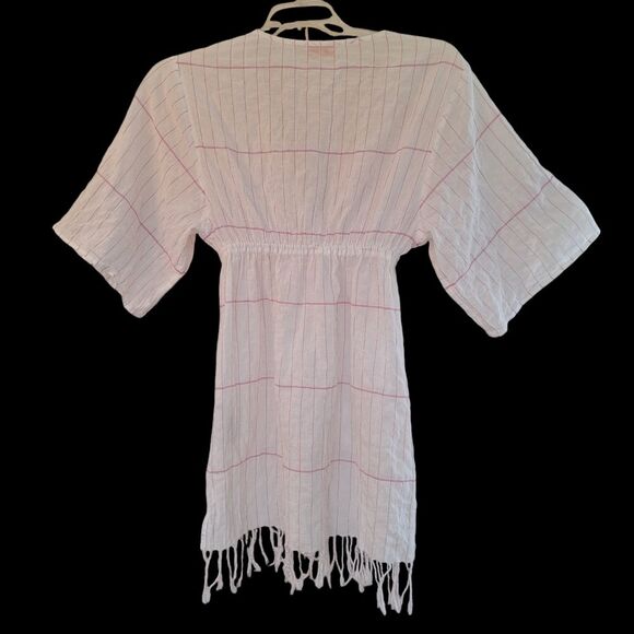 Tory Burch Caftan Striped Short Cotton Tunic Cover-Up Swim Cover Gauze sz Small - Picture 4 of 16